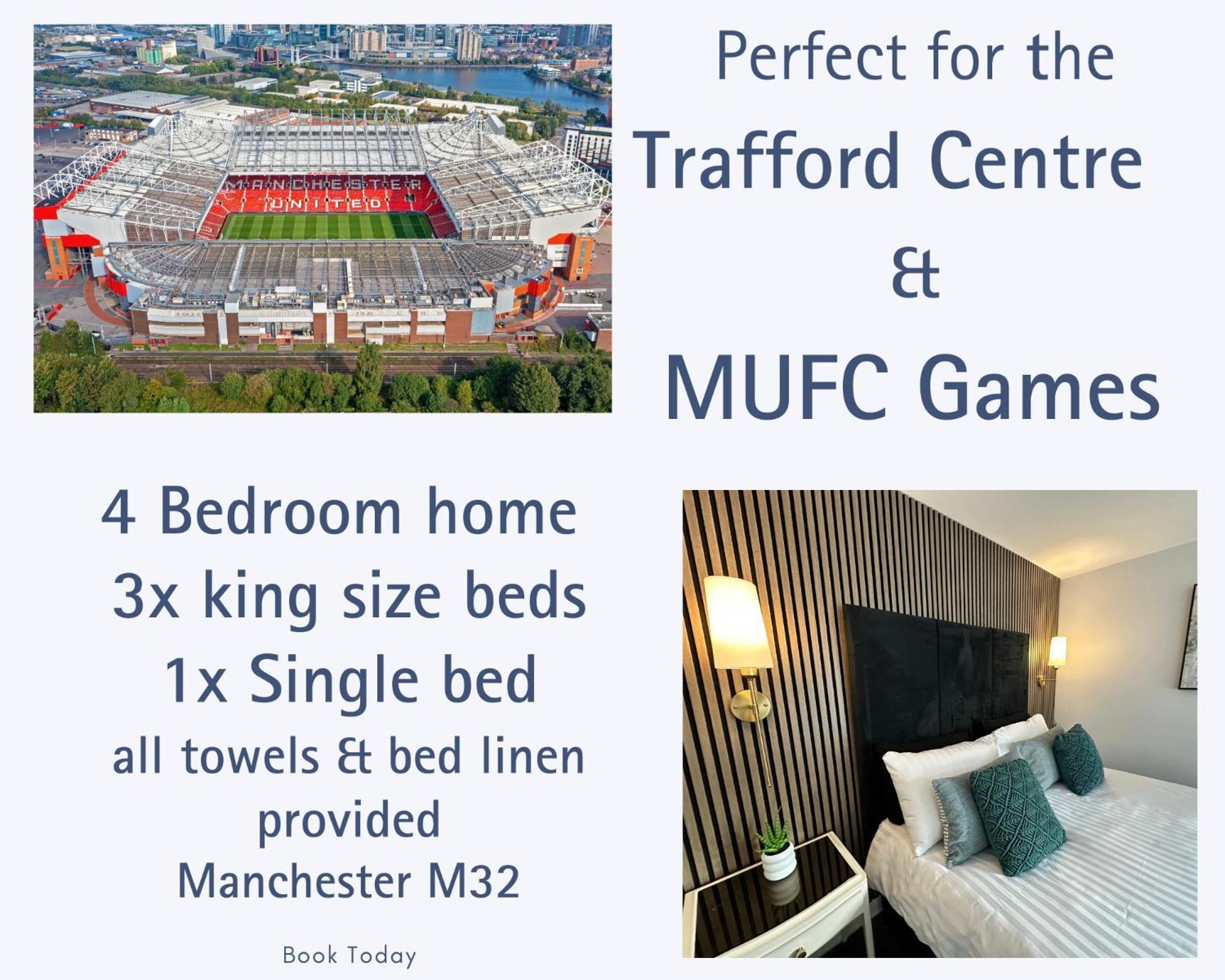 Waterside Mufc & Trafford Centre Townhouse 4 Bedroom Free Parking Манчестер Екстер'єр фото